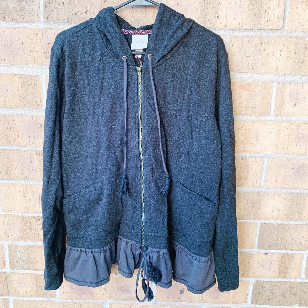 Knox Rose Ruffled Hem Zip Up Hooded Sweatshirt NWT